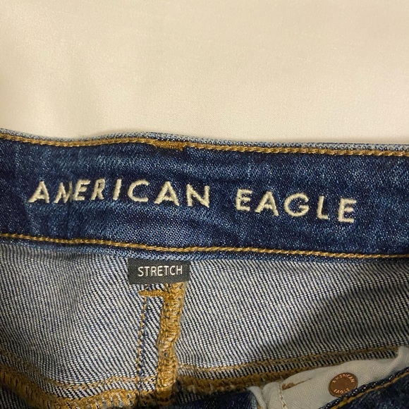 Y2K American Eagle Women’s blue Jean skirt size 00 Strechy Dark Wash - Picture 3 of 5